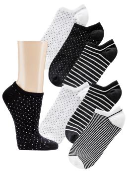 Preview: 6 Paar TippTexx 24 Damen Sneakersocken Black & White